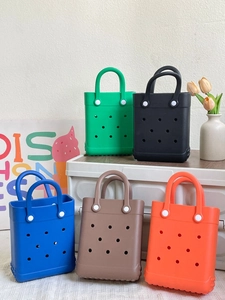Lightweight EVA beach tote bags collection shown in five vibrant matte finishes