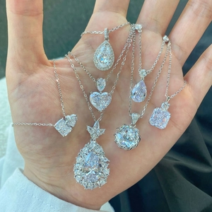 Luxurious S925 sterling silver necklaces with premium cubic zirconia pendants in various shapes