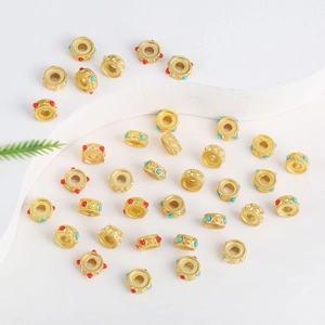 Golden enamel spacer beads with twisted texture for DIY jewelry making accessories