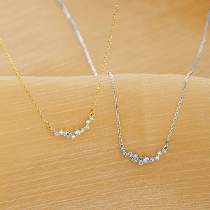 Elegant gold and silver S925 sterling silver smile necklaces with zircon pavé accents