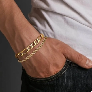 Stainless Steel Cuban And Rope Chain Bracelets Plated Hip Hop Streetwear Jewelry For Men Women Couples