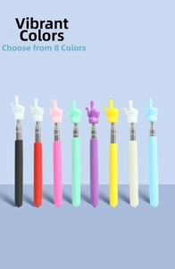 Eight colorful telescopic teacher pointers with finger shape tips in various vibrant colors