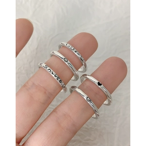 Minimalist S925 sterling silver rings with Lucky, Smile and heart patterns for women