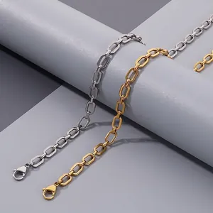 Büroklammer Kette Halskette Und Armband Edelstahl Geometrische Rechteck Gliederschmuck Minimalistische Mode Damen