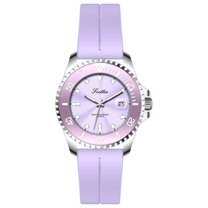 Scottie Damen Quarzuhr mit lila Silikonarmband und Gehäuse aus Edelstahl