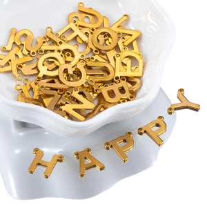 Pendentifs alphabet A-Z en acier inoxydable doré pour colliers et bracelets DIY