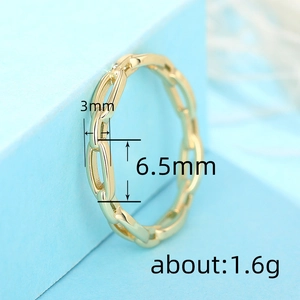 Bague chaîne dorée minimaliste de 3mm de large avec design géométrique à boucles