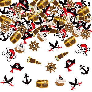 Pirate Theme Birthday Party Decoration Cardboard Pirate Ship Skull Treasure Chest Confetti Table Scatter For Halloween Birthday Celebration