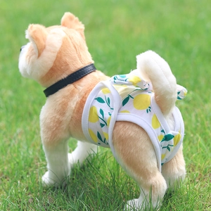 Washable cotton dog physiological pants with lemon print for female small dogs outdoors