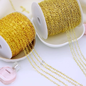 18K gold plated heart link chain rolls for DIY jewelry making necklaces and bracelets
