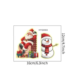 Size chart showing 16x12cm dimensions for Christmas Santa and Snowman wall stickers
