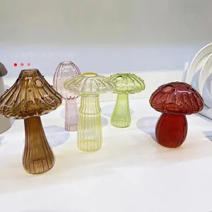 Mushroom Shaped Glass Vase High Borosilicate Colorful Hydroponic Aromatherapy Tabletop Home Decor Creative Minimalist