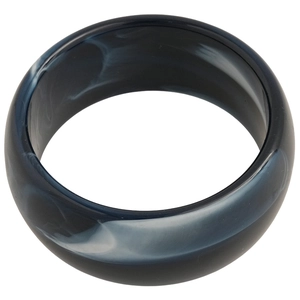 Minimalist geometric acrylic round bangle with black and blue marble texture