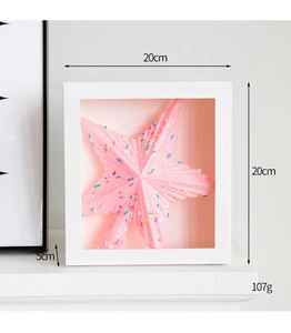 Pink glitter star tree topper with colorful confetti decor in a 20x20x5cm box