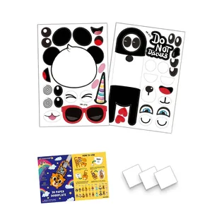 DIY 3D cartoon animal door hanger sticker kit with panda and unicorn designs