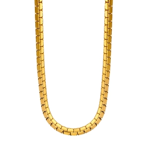 Minimalist gold stainless steel flat curb chain necklace for men and women in 4mm width