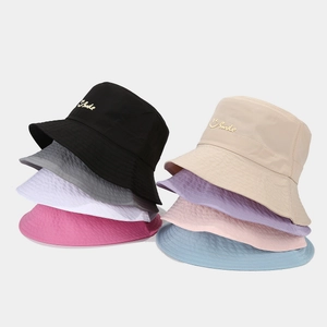 Colorful ultra-thin bucket hats with smile embroidery for outdoor sun protection