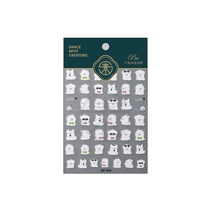 Self-adhesive 5D cartoon puppy nail art stickers with various dog expressions and patterns