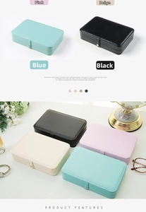 Mini rectangular PU leather jewelry box with metal clasp in four pastel color options