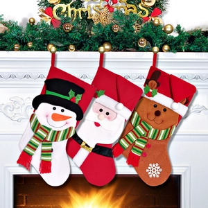 Large Christmas Stockings Hanging Gift Bags Santa Snowman Reindeer Plush Felt Holiday Fireplace Party Decoration