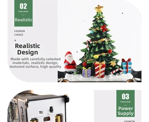 Detail of Christmas decoration showing the Santa Claus figurine and battery power supply