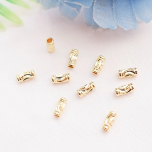 Perles D'Espacement Tube Creux Cuivre Texture Vague Sculptée Perles Vrac Pour Fabrication Bijoux Bracelet Collier DIY Conservation Couleur Plaqué Or 14K