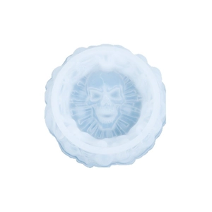 Skull pattern silicone mold for crystal resin casting on a clean white background