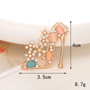 Cat eye high heel charm with rhinestones and gold alloy plating for DIY accessories