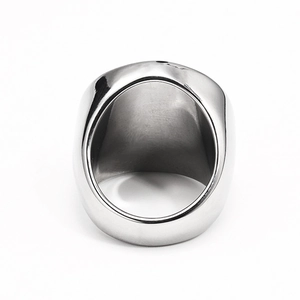 Detailed back view of the stainless steel star ring showing smooth polished metal texture