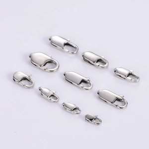 Polished stainless steel lobster clasps in various sizes for DIY jewelry making