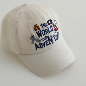Kids baseball cap in beige cotton with adventure embroidery for boys and girls ages 3-8