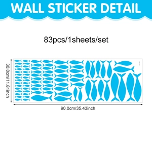 Stickers muraux DIY poissons bleus thème océan lot de 83 pour salle de bain et chambre
