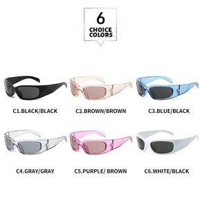 Vue en matrice montrant 6 couleurs au choix de lunettes de soleil de sport futuristes