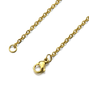 Golden stainless steel O-chain necklace with lobster clasp shown on white background