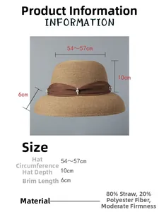 Tabella taglie dettagliata per cappello cloche in paglia con fiocco e perle