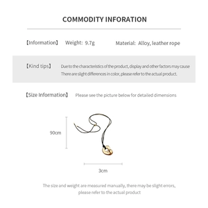 Detailed chart showing alloy necklace dimensions 90cm length and 3cm pendant width