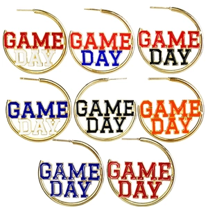 Σκουλαρίκια Κρίκοι Game Day Κράμα Σμάλτο Ποδόσφαιρο Αθλητικό Θέμα Μόδα Κοσμήματα Για Γυναίκες Στυλ Μετακίνησης