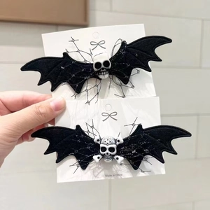 Halloween Hair Clips Bat Wings Resin Skull Felt Skeleton Cosplay Party Hairpins Hair Accessories For Women Men