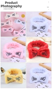 Multiple colors of coral fleece OMG headbands with bowknot design for face washing