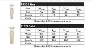 Detailed size chart for off-shoulder beaded fishtail evening dress set in centimeters