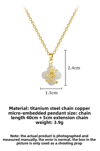 Detail of clover rose necklace with titanium steel chain and zircon inlay dimensions