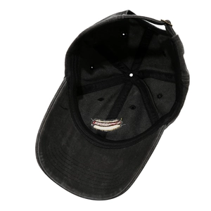 Washed cotton hot dog embroidery baseball cap showing inner structure and adjustable strap