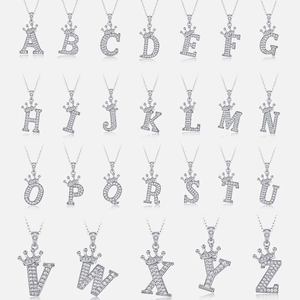 Luxury 925 Sterling Silver Crown Initial Necklace Pave Moissanite Letter Pendant Necklace For Women Fashion Temperament Jewelry Gift