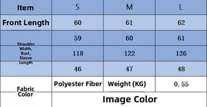 Detailed size chart for cashmere blend POLO knitwear including length and chest measurements