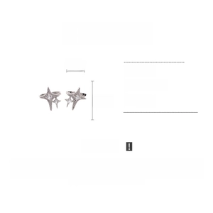 Detailed specs of star-shaped copper and zircon ear cuffs, 1.5x1.7cm size, weighing 2.2g