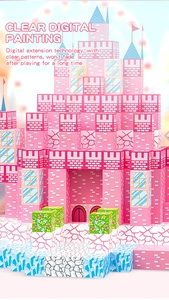 Detail of pink magnetic castle blocks featuring digital printing and fade-resistant patterns