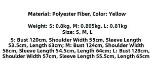 Detailed sizing chart for women's yellow floral hooded cotton-padded winter coat