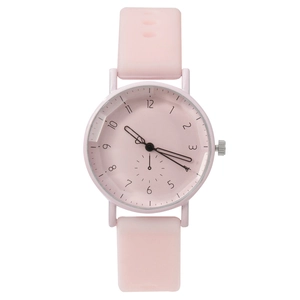 Women Quartz Watch Simple Digital Round Dial Silicone Strap Heart Second Hand Pointer Student Analog Wristwatch
