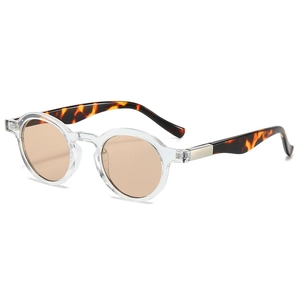 Classic retro sunglasses with clear frames and tortoise temples shown from 45-degree angle