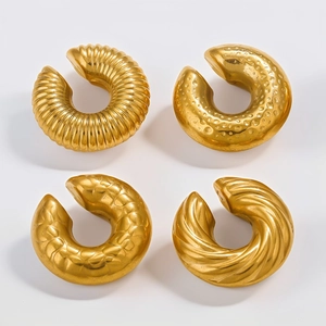Titanium Steel Ear Cuffs Non Pierced Retro C Shape Textured Hammered Twisted Clip On Earrings For Women Fashion Jewelry
